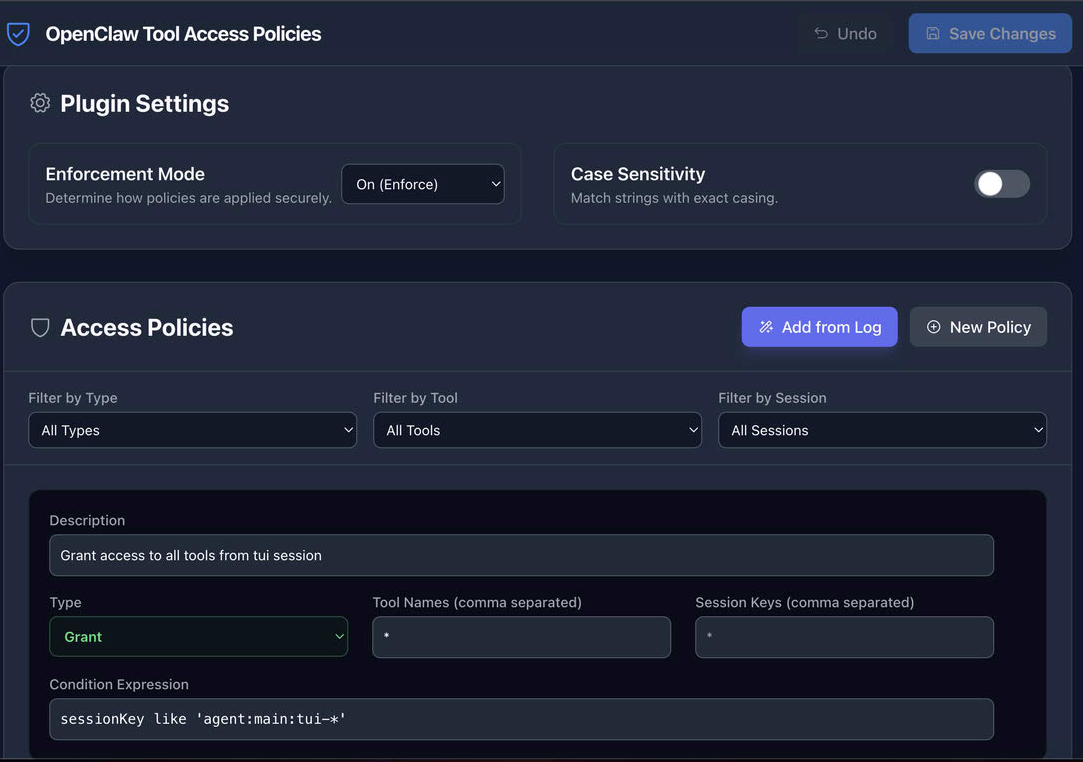 Admin UI Policy Management